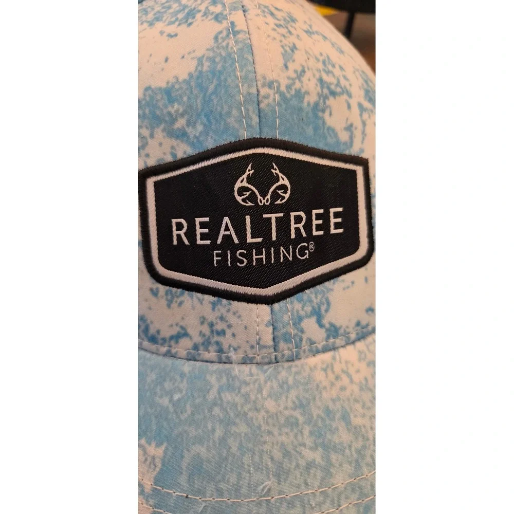 Realtree Fishing Hat Mens OSFM Blue Camo Excellent Perforated Snapback Cap. NWOT